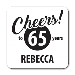personalised cheers to 65 years coasters