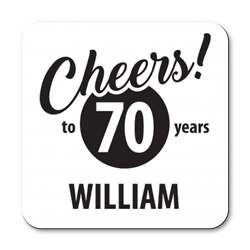 personalised cheers to 70 years coasters