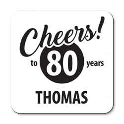 personalised cheers to 80 years coasters