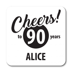 personalised cheers to 90 years coasters