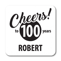 personalised cheers to 100 years coasters