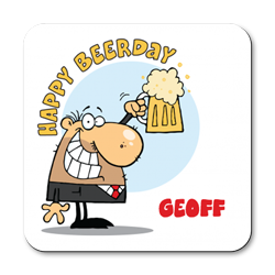 personalised happy beerday coasters