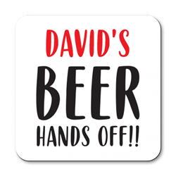 personalised hands off beer coasters