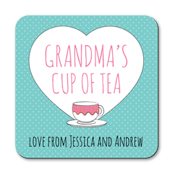 personalised grandmas cup of tea coasters