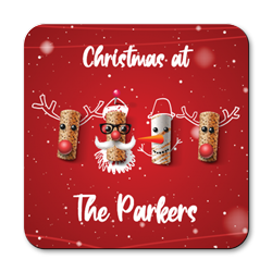 personalised christmas corks coasters