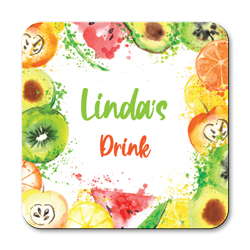 personalised watercolour fruits coasters
