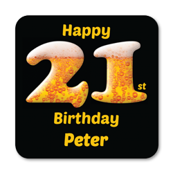 personalised 21st birthday beer coasters