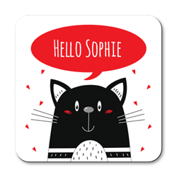 personalised hello cat coasters