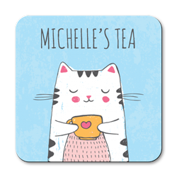 personalised cat with cup coasters