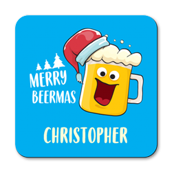 personalised merry beermas coasters