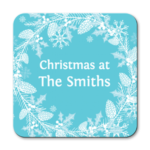 personalised white wreath coasters