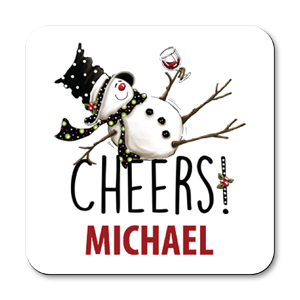 personalised tipsy snowman coasters
