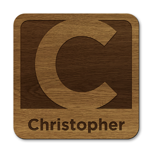 personalised initial letter c laser cut wooden coasters