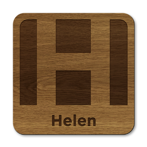 personalised initial letter h laser cut wooden coasters