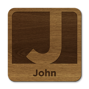 personalised initial letter j laser cut wooden coasters