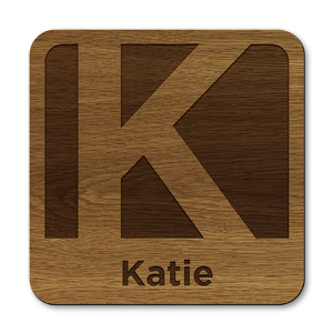 personalised initial letter k laser cut wooden coasters