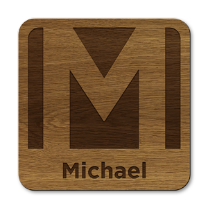 personalised initial letter m laser cut wooden coasters