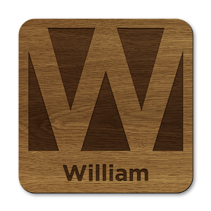 personalised initial letter w laser cut wooden coasters