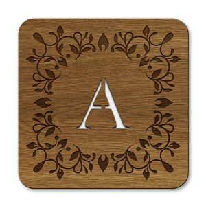 monogram letter a wooden coasters