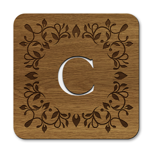 monogram letter c wooden coasters