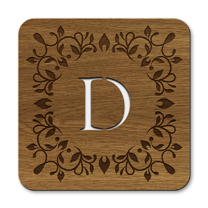 monogram letter d wooden coasters