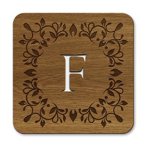 monogram letter f wooden coasters
