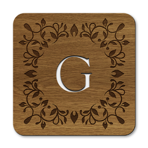 monogram letter g wooden coasters