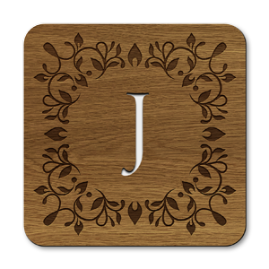 monogram letter j wooden coasters