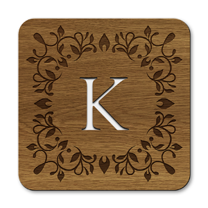 monogram letter k wooden coasters