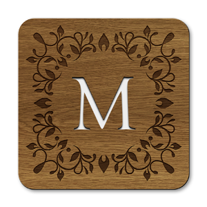monogram letter m wooden coasters
