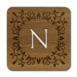 monogram letter n wooden coasters
