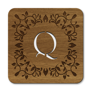 monogram letter q wooden coasters