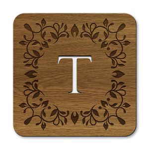 monogram letter t wooden coasters