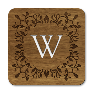 monogram letter w wooden coasters