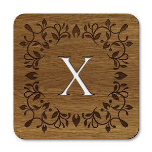 monogram letter x wooden coasters