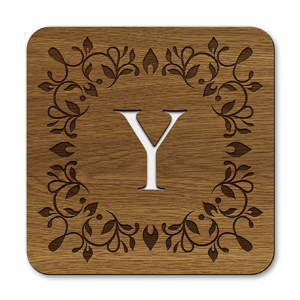 monogram letter y wooden coasters