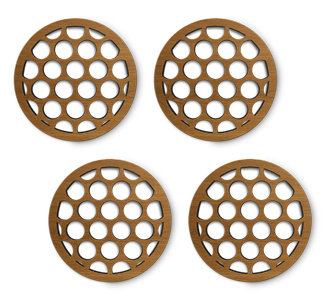 set of 4 laser cut round circles wooden coasters