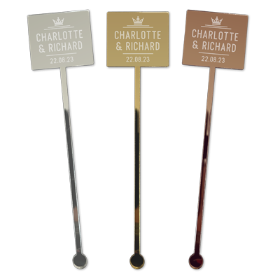 personalised crown drink stirrers