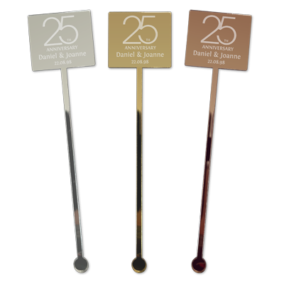 personalised 25th anniversary drink stirrers