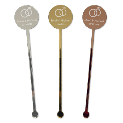 personalised wedding rings drink stirrers