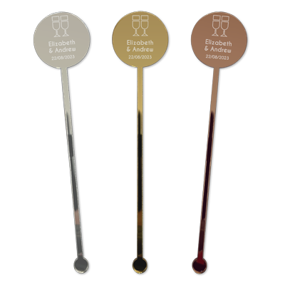 personalised champagne drink stirrers