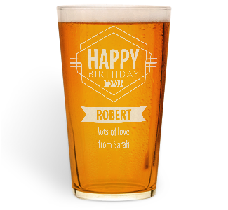 personalised happy birthday pint glass