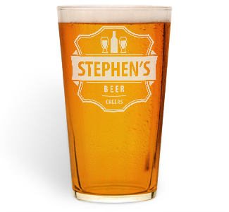 personalised beer and cheers pint glass