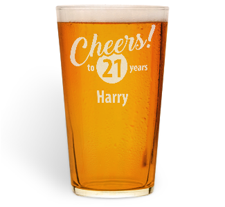 personalised cheers to 21 years pint glass