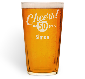 personalised cheers to 50 years pint glass