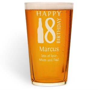 personalised happy 18th birthday pint glass
