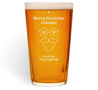 personalised santa beard and glasses pint glass