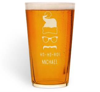 personalised santa disguise pint glass