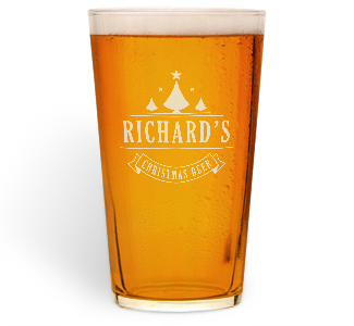 personalised christmas beer pint glass