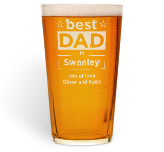 personalised best dad in pint glass